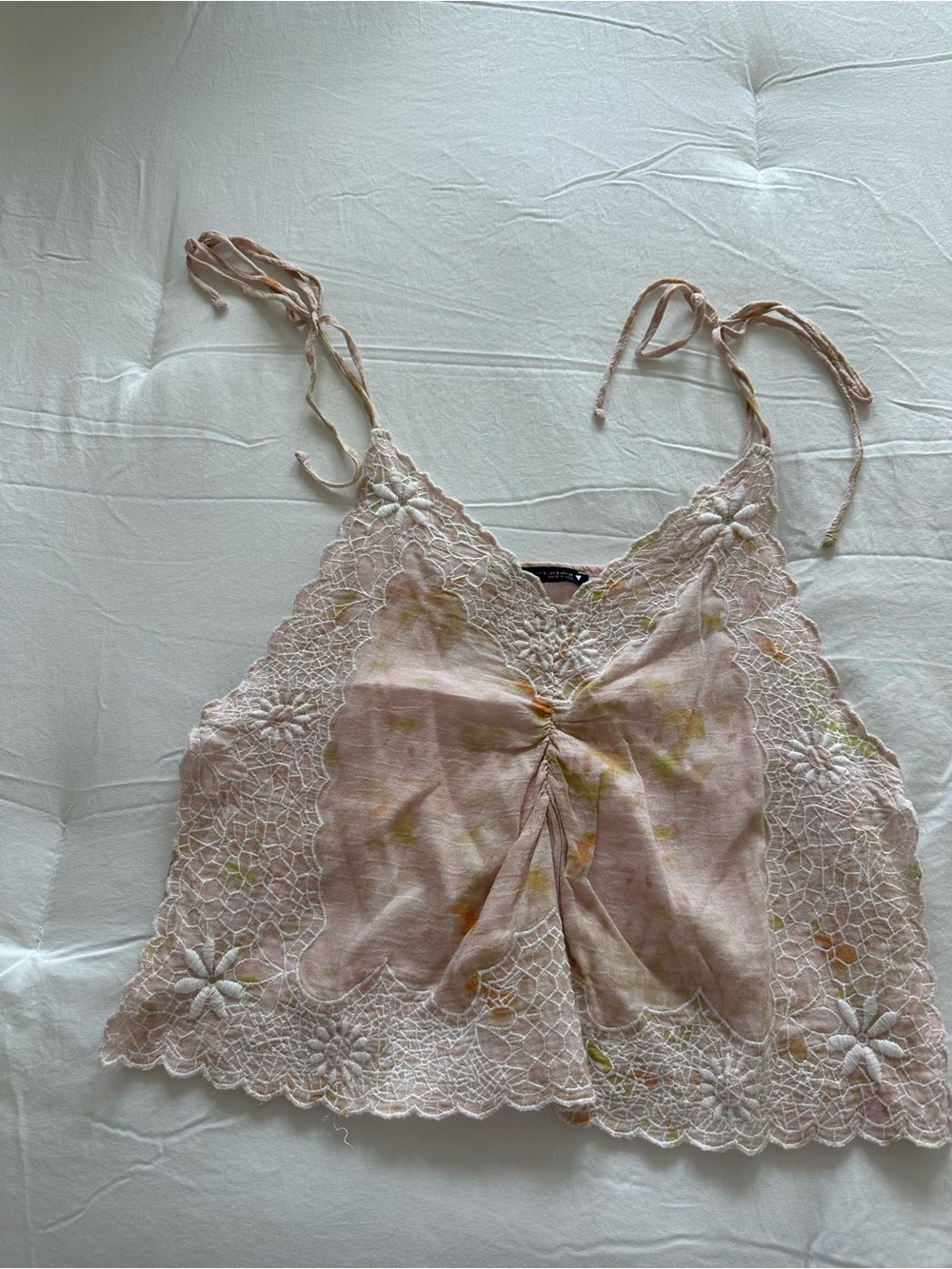 Zara Pale Pink Lace-Trim Floral Cami